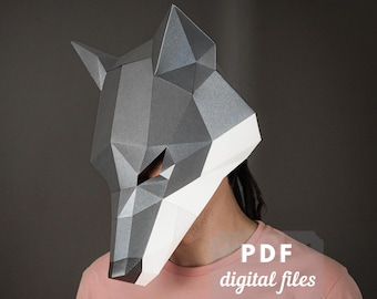 Low Poly Wolf Mask Pattern: DIY Papercraft Halloween Costume (PDF