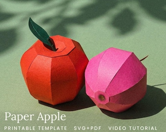 Patrón de papel 3D con forma de manzana: Relleno para cuencos de estilo rústico (SVG, PDF)