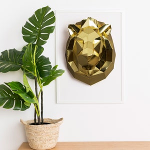 Lion 3d papercraft: Origami wall decoration. Printable animal sculpture, Unique DIY gift for him. image 4