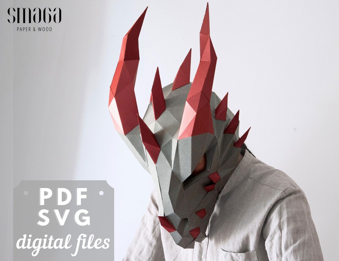 Printable Dragon Mask Chinese New Year DIY Mask Dragon Etsy