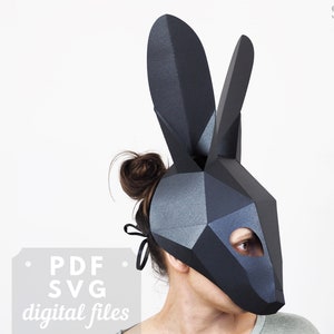 Rabbit mask, Papercraft Bunny mask, Easy craft with paper. DIY Cosplay Costume.