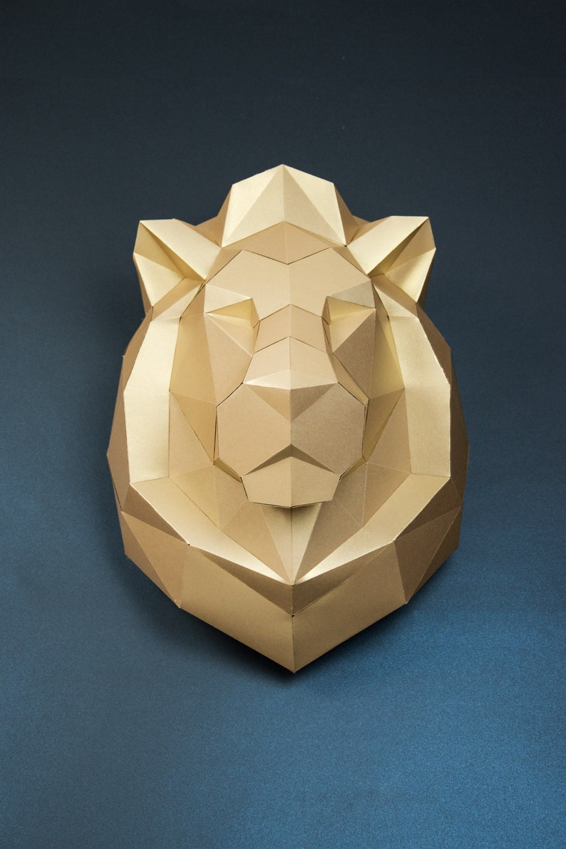 Lion 3d papercraft: Origami wall decoration. Printable animal sculpture, Unique DIY gift for him. image 7