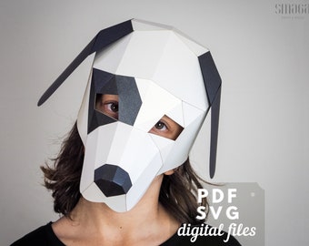 Puppy mask pattern, papercraft dog mask, DIY paper Craft: Printable PDF and SVG Download.