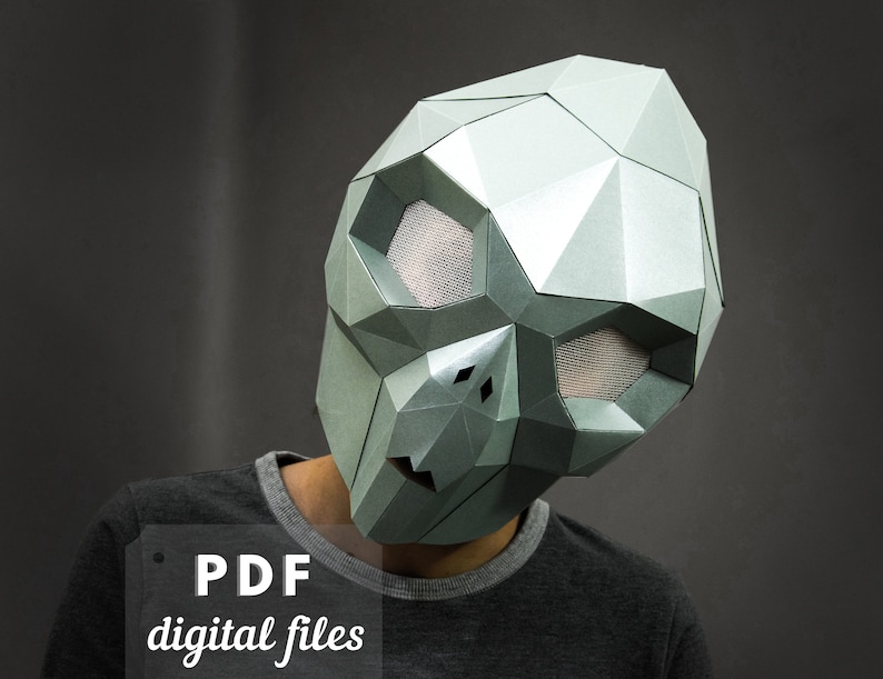 Alien Mask Papercraft: DIY Halloween Costume, Paper Craft PDF Download ...