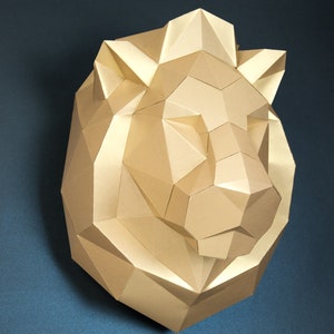 Lion 3d papercraft: Origami wall decoration. Printable animal sculpture, Unique DIY gift for him. image 8