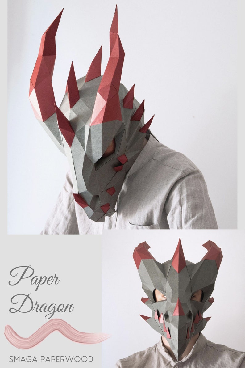Printable dragon mask Chinese New Year DIY mask Dragon Etsy M??xico
