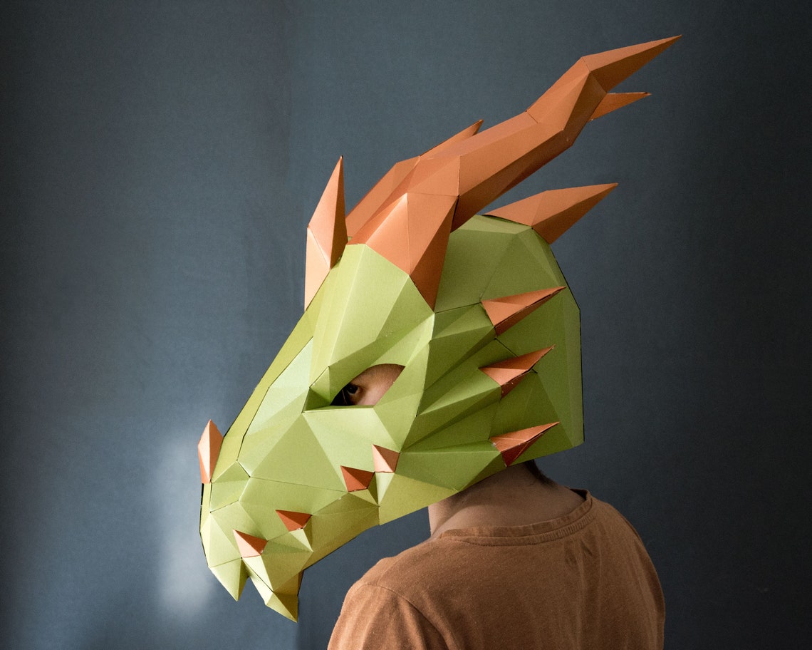 Printable Dragon Mask Chinese New Year DIY Mask Dragon Etsy