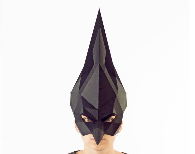 Raven mask, PDF template. Bird halloween costume. Sexy, Retro masquarade mask . image 2