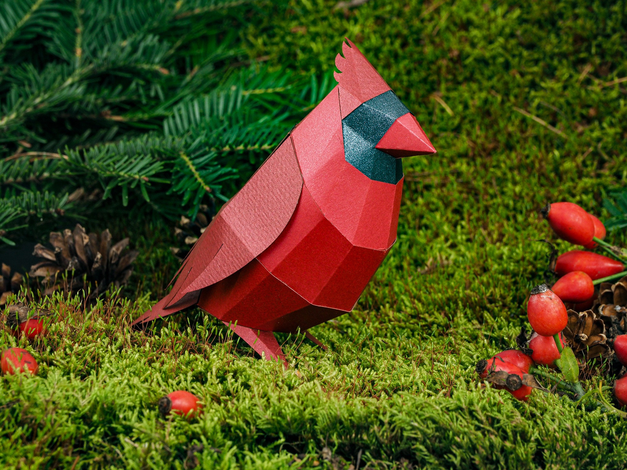 Cardinal Papercraft: SVG, PDF Files. Origami Bird Sculpture, DIY ...