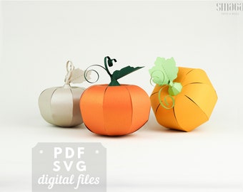 DIY Pumpkin SVG, PDF, Farmhouse Decor Papercraft. Templates for Thanksgiving Craft.