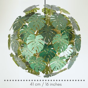 16 inch | 41 cm diameter. Monstera, Paper Lampshade. Tropical decor, Leaf Chandelier lighting: DIY KIT.
