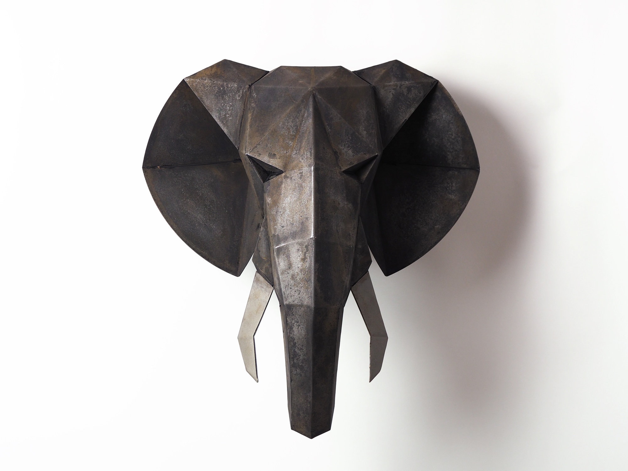 Metal elephant sculpture. 3d wall art patinated steel. Etsy