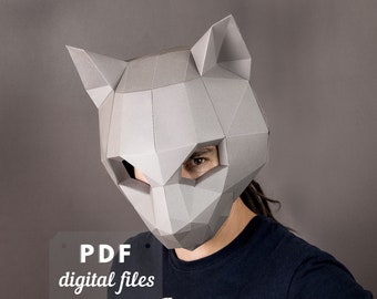 Halloween Cat Mask PDF Pattern: DIY Animal Costume for Cosplay and Festivals.