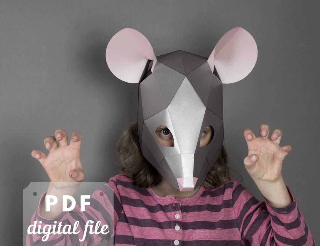 Rat Mask, Mouse Face Mask Template. Papercraft Diy, Animal Mask ...