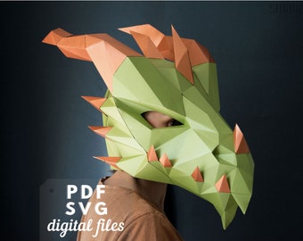 Dragon Papercraft Mask: DIY Halloween Costume (Printable PDF & SVG)
