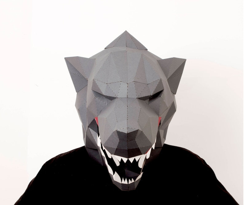 Wolf mask Werewolf paper mask halloween mask. Werewolf Etsy