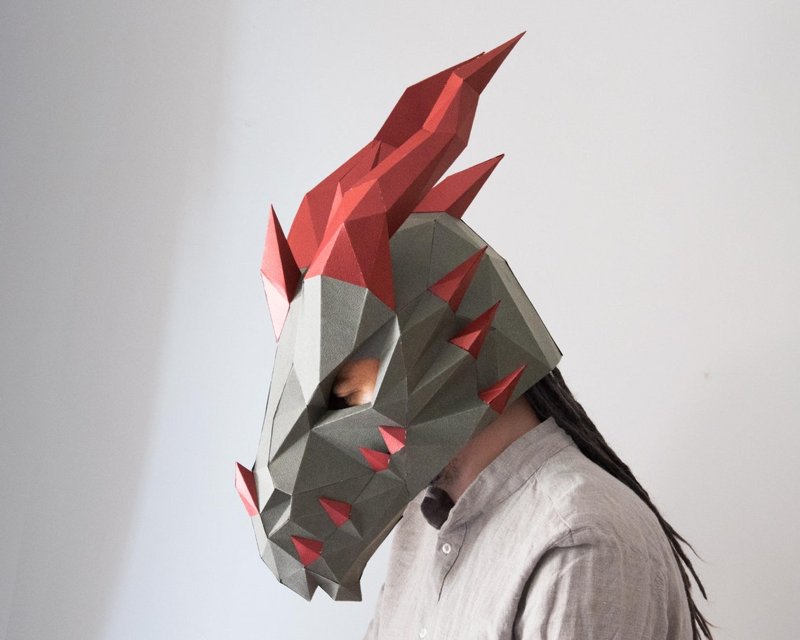 Printable Dragon Mask Chinese New Year DIY Mask Dragon Etsy
