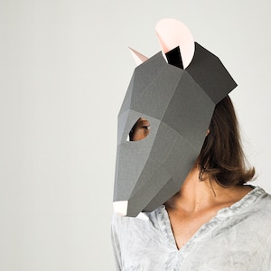 Rat Mask Papercraft 3D, PDF and SVG Template. Printable Low Poly Mask ...