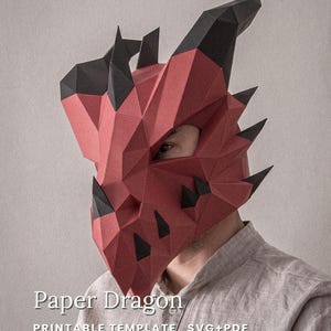 Dragon Mask Papercraft Pattern: DIY Costume Cosplay (PDF & SVG)