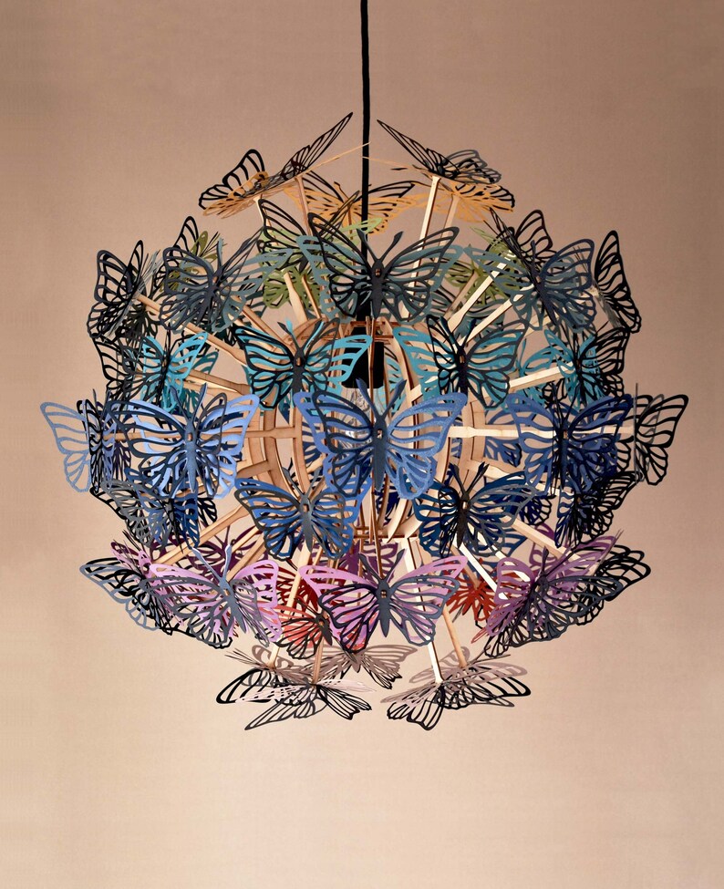 KIT de lámpara de araña de mariposa: accesorio de iluminación de techo para una guardería arcoíris, una sala de estar ecléctica o un dormitorio para niñas Cottagecore. imagen 5