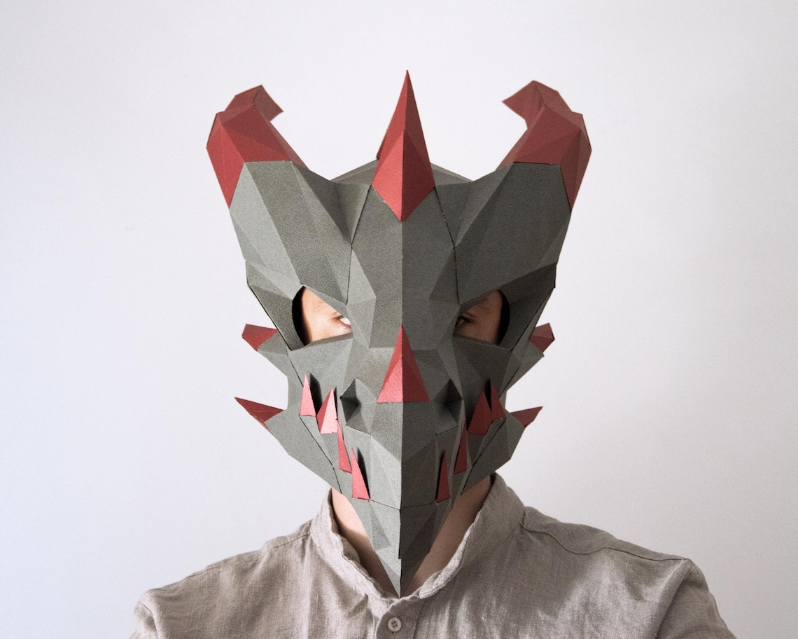 Printable Dragon Mask Chinese New Year DIY Mask Dragon Etsy