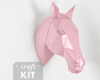 Geometric Horse head: Craft KIT for adults. Gift for teacher or horse lover.