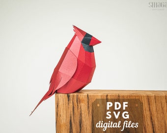 3d Paper bird, papercrfat PDF and SVG files, DIY Craft. Mantel, Bookshelf, Clasroom or Library decor.