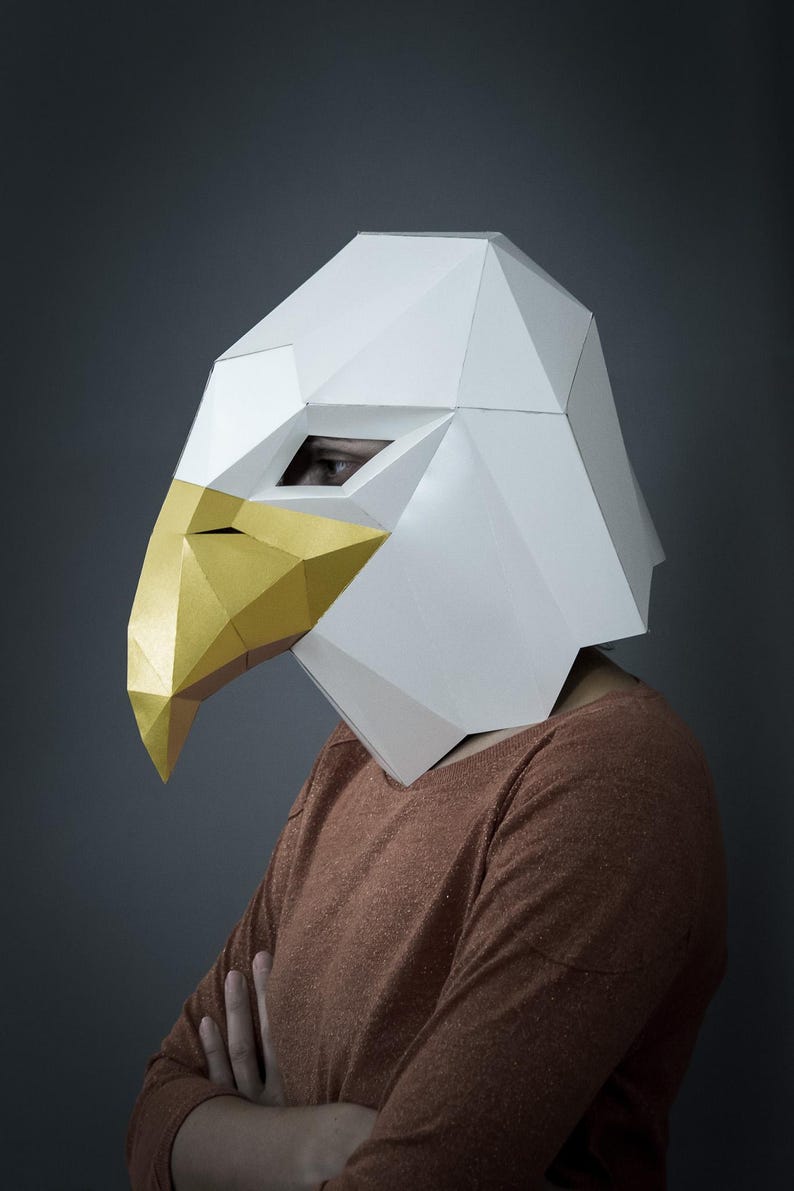 Eagle Mask Template. 3D Papercraft Mask for a Bird Costume: Halloween ...