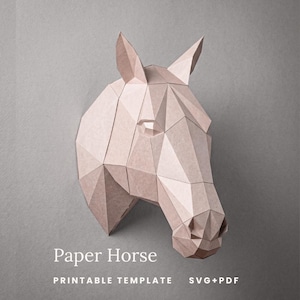 Paper Horse Head Template | 3D Papercraft Life Size Sculpture | SVG + PDF for Cricut | Equestrian Decor & Horse Lover Gift