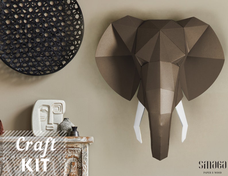 3d Papercraft 3d Elephant wall art. Paper model KIT. Perfect Chr 3d Papercraft 3d Elephant wall art. Paper model KIT. Perfect Chr