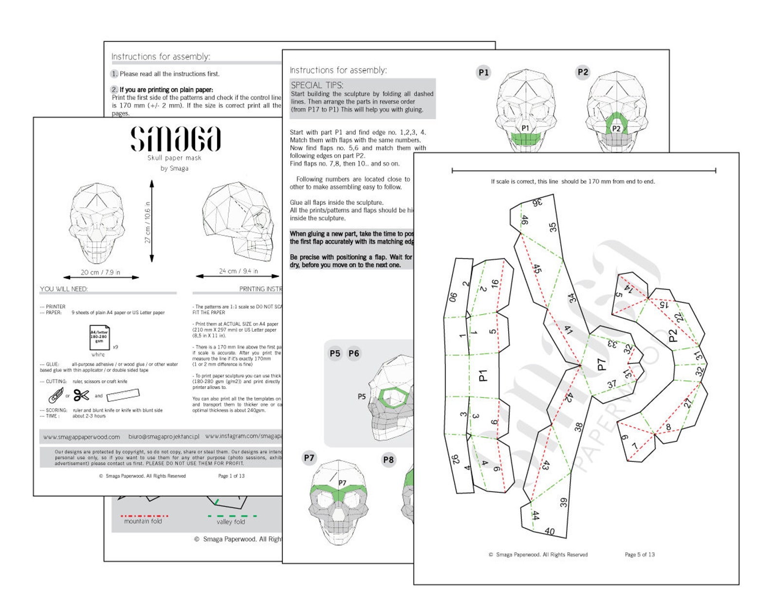 Skull mask low poly horror mask. Creepy mask masquerade mask Etsy