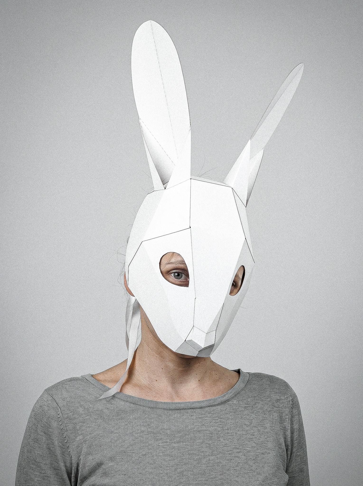 Rabbit Mask Papercraft: Hare, Bunny Mask Pattern, SVG & PDF Template ...