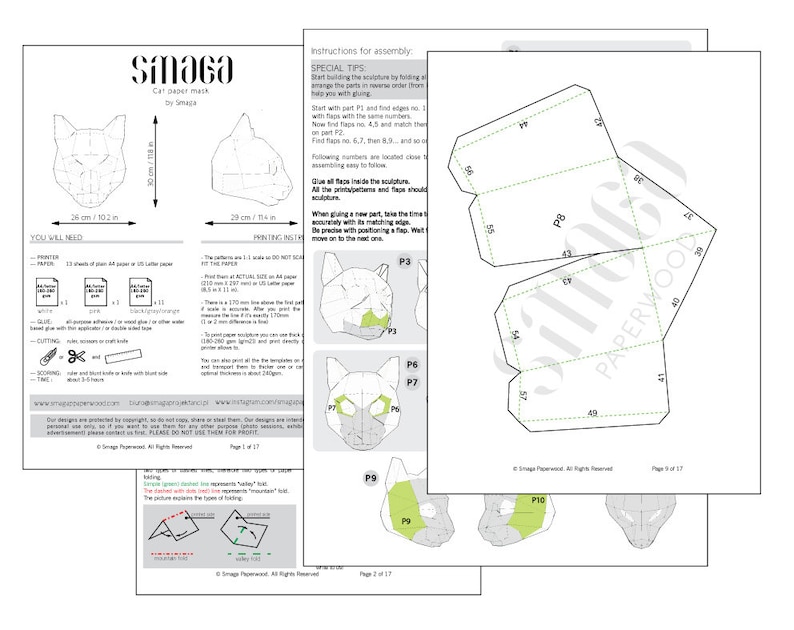 DIY Cat Mask: Printable Papercraft Costume (PDF Pattern) - Etsy