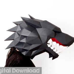 Werewolf mask, DIY costume, Paper wolf mask, masquerade mask men. Festival, Fancy dress, Halloween party papercraft.