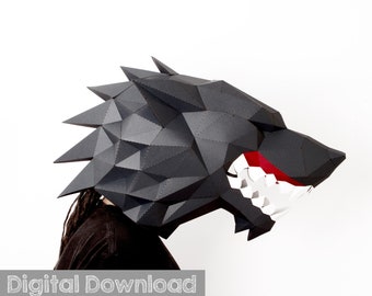 DIYペーパークラフト狼男マスク：ハロウィンコスチューム（PDFパターン）