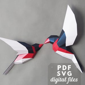 Low Poly Paper Bird 3D: Papercraft Wall Decor PDF & SVG DIY Craft.