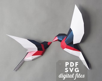 Low Poly Paper Bird 3D: Papercraft Wall Decor PDF & SVG DIY Craft.