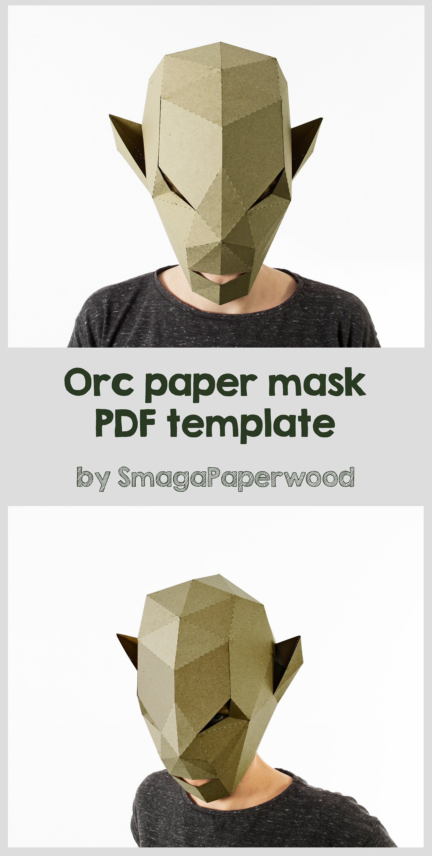Orc Cosplay Halloween Mask Green Goblin Printable Mask. Easy | Etsy
