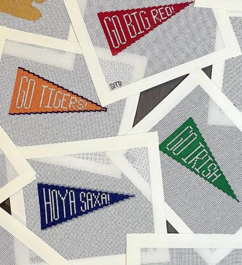 College Inspired Pennant Handpainted Needlepoint Canvas image 2