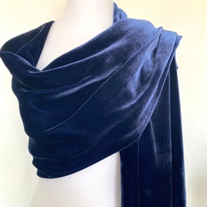 Royal blue silk velvet - Winter/spring wedding velvet stole - blue velvet stole 200cm
