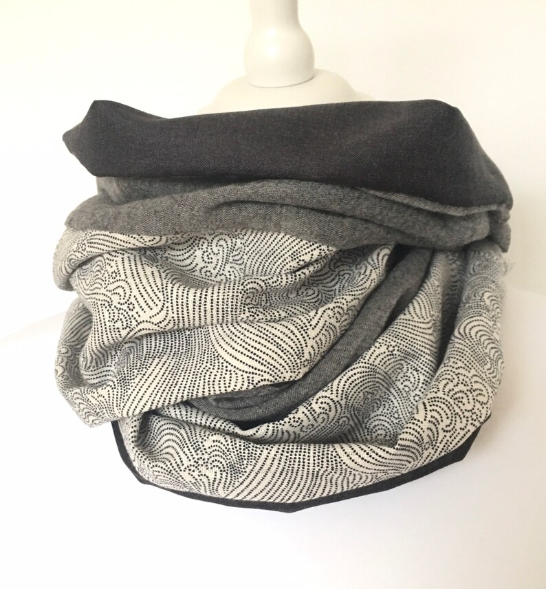 Men's Snood Scarf Fine Silk Wool and Japanese Cottons Etsy