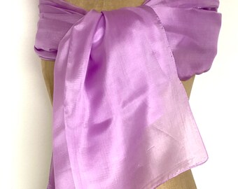 SOIE Etole violet clair en pongé de soie - étole femme idéale cérémonie mariage cocktail soirée gala