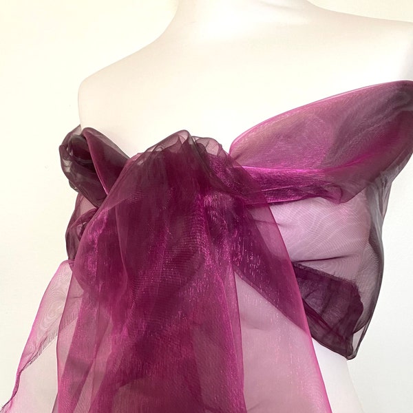 Etole organza violet fuchsia 200cm, tissu synthétique, étole mariage, châle ceremonie