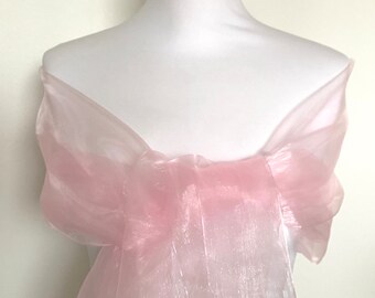 Etole organza rose - châle organza synthétique rose pour Mariage, cérémonies, gala, cocktails, soirées