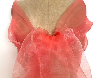 Etole organza rose corail - votre étole pour cérémonie, mariage soirée cocktail gala