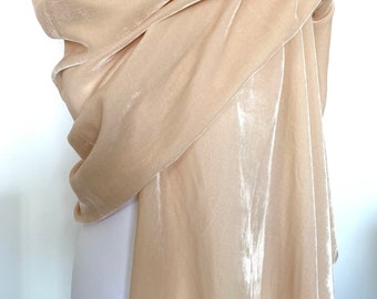 Velluto di seta - Stola in velluto da sposa inverno/primavera - stola beige rosa 200 cm