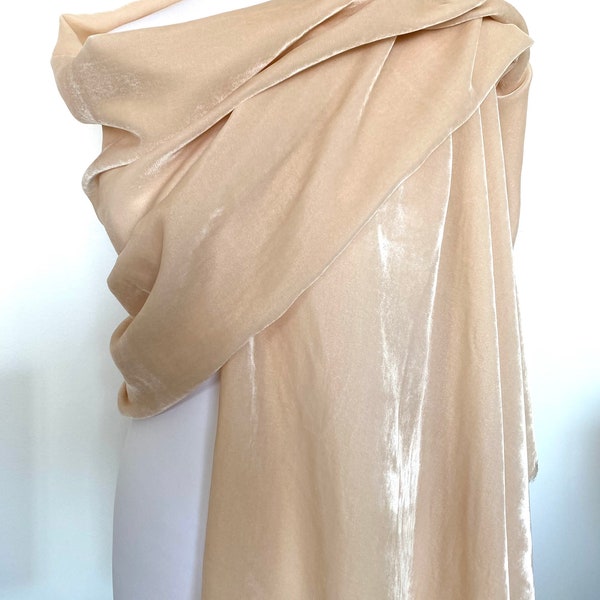 Velours soie - Étole velours mariage hiver / printemps - étole beige rosé 200cm