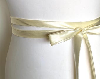 Cintura da sposa classica in raso bianco, avorio e miele - disponibile in larghezza e lunghezza personalizzabili o in vari modelli - facile da annodare