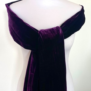 Deep purple silk velvet stole 200cm - Winter / spring wedding stole