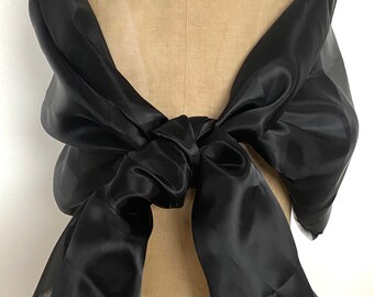 Etole organza noir pour robe de soirée - Etole noire en organza transparent ou luxe opaque